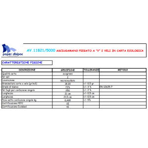 ASCIUGAMANI PIEGATI A V ECO 2 Veli incollati in carta ecologica  Confezioni 5000  SALVIETTE Formato cm 21,5 x 21  