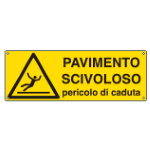 CARTELLO PAVIMENTO SCIVOLO PERICOLO CADUTA EN ISO 7010 E1759K 350x125 Alluminio piano spessore 0,5 mm