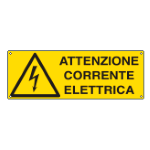 CARTELLO PERICOLO ATTENZIONE CORRENTE ELETTRICA EN ISO 7010 E1743K 350x125 Alluminio piano spessore 0,5 mm