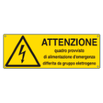 CARTELLO PERICOLO ATTENZIONE QUADRO PROVVISTO EN ISO 7010 E1772K 350x125 Alluminio piano spessore 0,5 mm