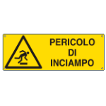 CARTELLO PERICOLO DI INCIAMPO EN ISO 7010 E17127K 350x125 Alluminio piano spess.0,5 mm