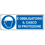 CARTELLO E' OBBLIGATORIO INDOSSARE IL CASCO. . . EN ISO 7010 E1902K 350x125 Alluminio piano spess.0,5 mm