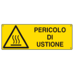 CARTELLO PERICOLO DI USTIONE EN ISO 7010 E17124K 350x125 Alluminio piano spess.0,5 mm