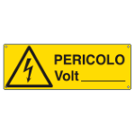 CARTELLO PERICOLO VOLT.. . ..   EN ISO 7010  E17129K  350x125 Alluminio piano spess.0,5 mm