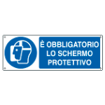 CARTELLO OBBLIGO SCHERMO PROTETTIVO EN ISO 7010 E1908K 350x125 Alluminio piano spessore 0,5 mm