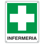 CARTELLO EMERGENZA INFERMERIA UNI ISO 7010 E20102W 160x210  Alluminio piano spess.0,5 m