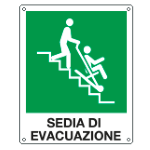 CARTELLO EMERGENZA SEDIA DI EVACUAZIONE EN ISO 7010 E20193X 250x310 Alluminio piano spess.0,5 mm