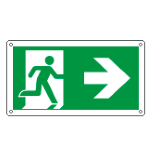 CARTELLO USCITA DI EMERGENZA FRECCIA A DESTRA  EN ISO 7010 480x250 Alluminio piano spess.0,5 mm