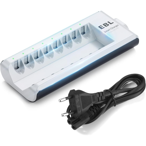 CARICABATTERIE con 8 Slot per AA e AAA NI-MH Batterie Ricaricabili EBL808A