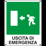 CARTELLO USCITA DI EMERGENZA SINISTRA Alluminio 0,5 mm 160x210 m 20105W