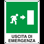 CARTELLO USCITA DI EMERGENZA DESTRA Alluminio 0,5 mm 160x210 m 20106W