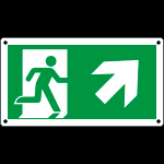 CARTELLO USCITA EMERGENZA FRECCIA IN ALTO DX Alluminio 220x120  E715106K