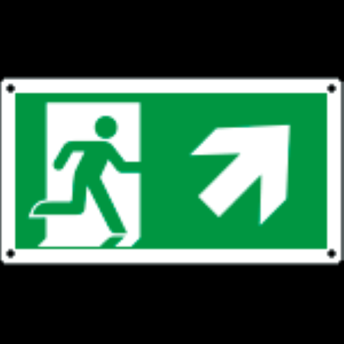CARTELLO USCITA EMERGENZA FRECCIA IN ALTO DX Alluminio 220x120  E715106K