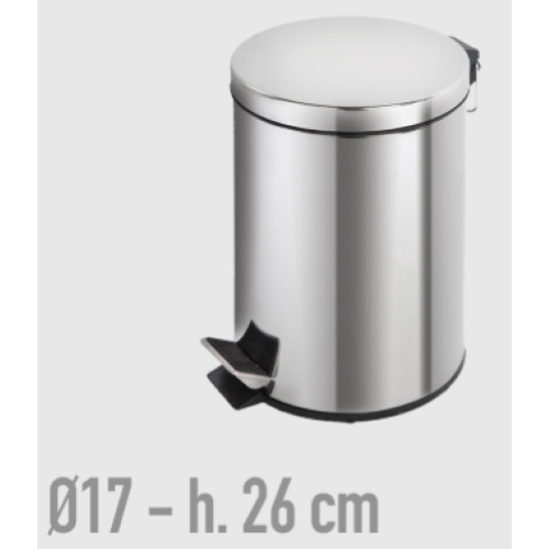PATTUMIERA CYLINDER 3L D17CM H26CM INOX C/PEDALE PAT04561A