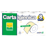 CARTA IGIENICA 8 Rotoli  ECOGREEN 250 Strappi ID1S250F8