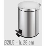 PATTUMIERA CYLINDER 5L D20CM H28CM INOX C/PEDALE PAT04562A