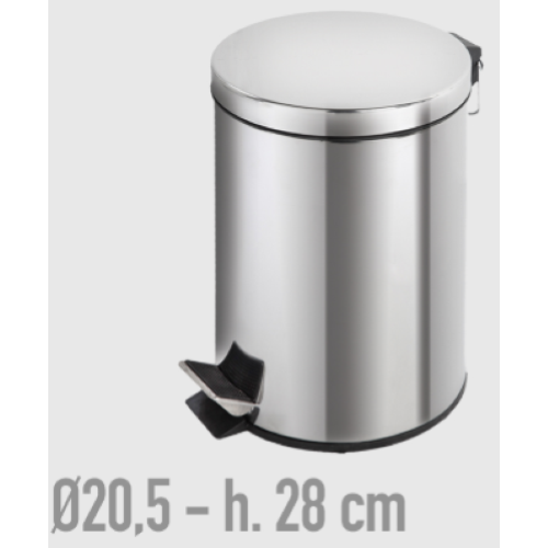 PATTUMIERA CYLINDER 5L D20CM H28CM INOX C/PEDALE PAT04562A