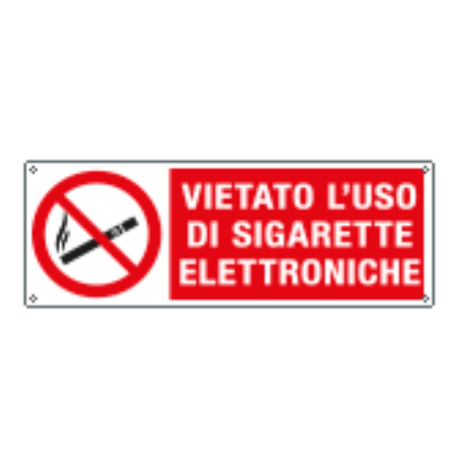 CARTELLO VIETATO L'USO DI SIGARETTE ELETTRONICHE 350x125 alluminio piano spessore 0,5 mm 18018K