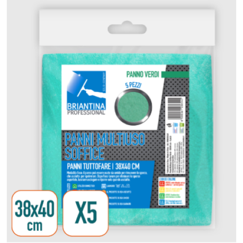 PANNI MULTIUSO SOFFICE VERDI 38X40 CM 5 PZ PAN03654A