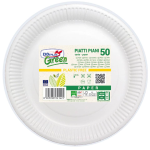 PIATTI PIANI CARTA FIBRA VERGINE DOPLA GREEN - Ø 230 mm bianco - conf. 50 pz - 11801 ART 131037