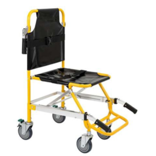 SEDIA PORTANTINA CON 4 RUOTE E 4 MANIGLIE GIALLA/NERA