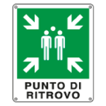 CARTELLO DI EMERGENZA PUNTO DI RITROVO 160x210 Alluminio piano spess.5/10