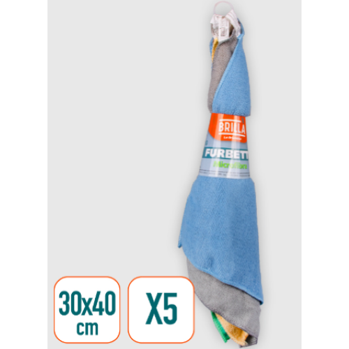 PANNI FURBETTO MICROFIBRA 5 PZ 30X40 PROFESSIONALE PAN02608A COLORI ASSORTITI