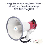 MEGAFONO 50W CON  REGISTRATORE, SIRENA E MICROFONO VONYX 952.010 MEG050 S/BATTERIE