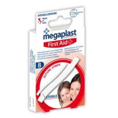 CONFEZIONI CEROTTI SUTURA 8 PEZZI (misure mm.3X75 - 6,4X80)