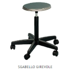 SGABELLO C/BASE CON RUOTE Altezza regolabile da 43 a 55 cm.