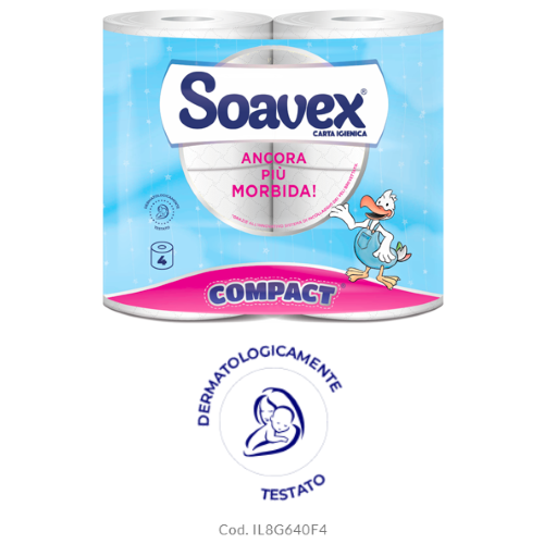 CARTA IGIENICA SOAVEX COMPACT 4 ROTOL 500 STRAPPI